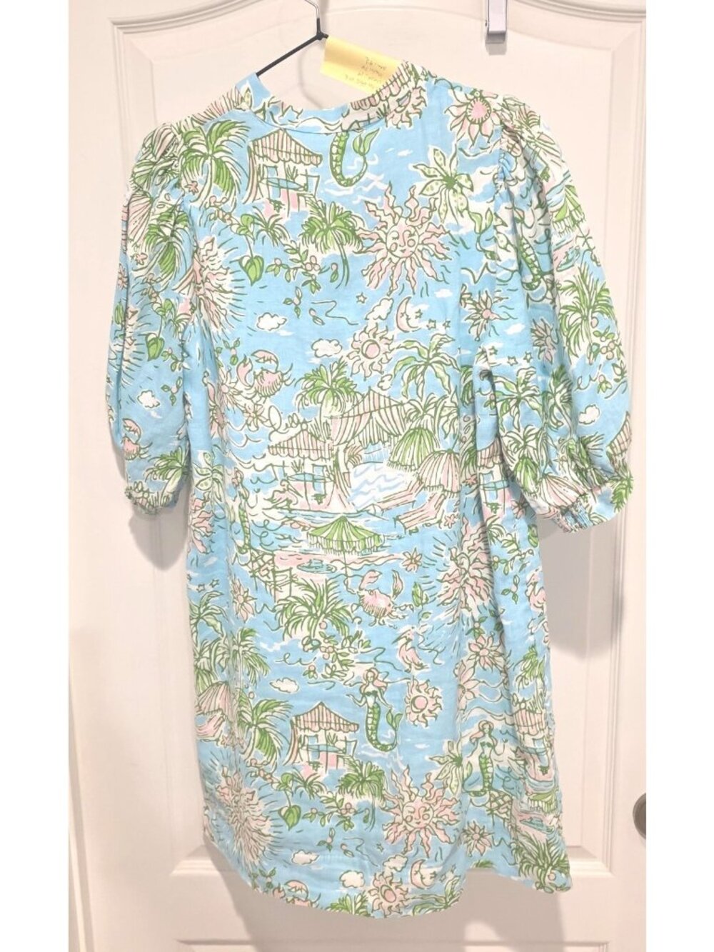 Lilly Pulitzer Womens Elbow Sleeve Dress 6 Sunbathers Paradise Blue Linen NWT - Picture 3 of 4